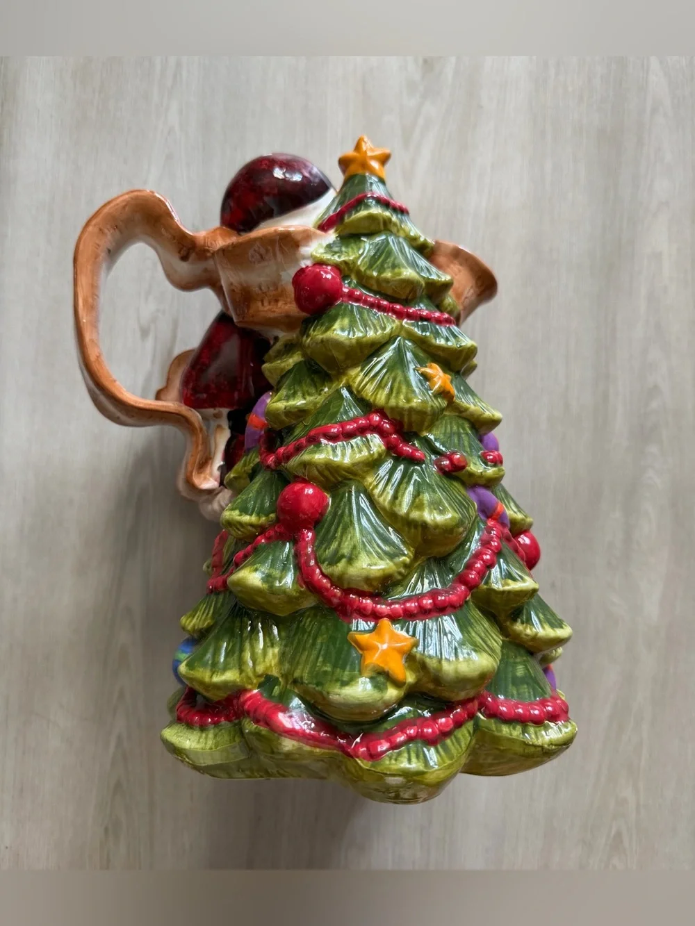 Vintage Santa Claus Pitcher Christmas Tree Handpainted Holiday Decor *See Pics